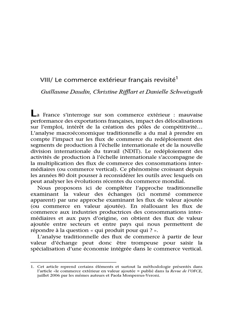 Le commerce extérieur français revisité | PDF | France | Économie