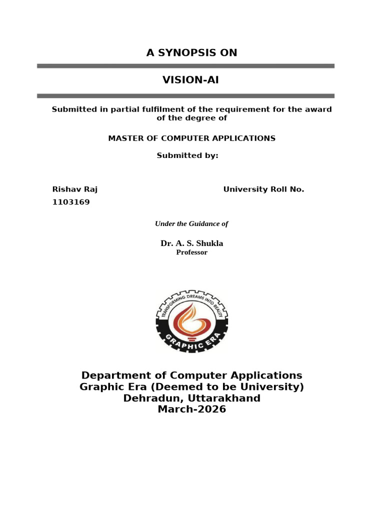 PROJECT_SYNOPSIS_FORMAT (2) | PDF | Usability | Artificial Intelligence