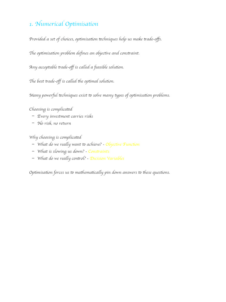 Numerical Optimisation | PDF
