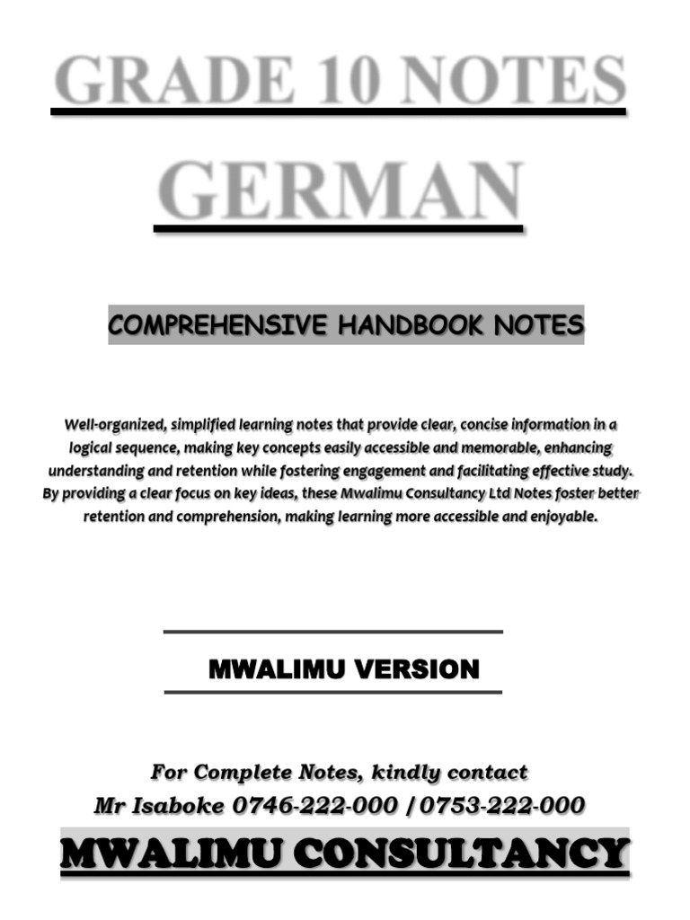 Grade 10 German Notes Sp | PDF