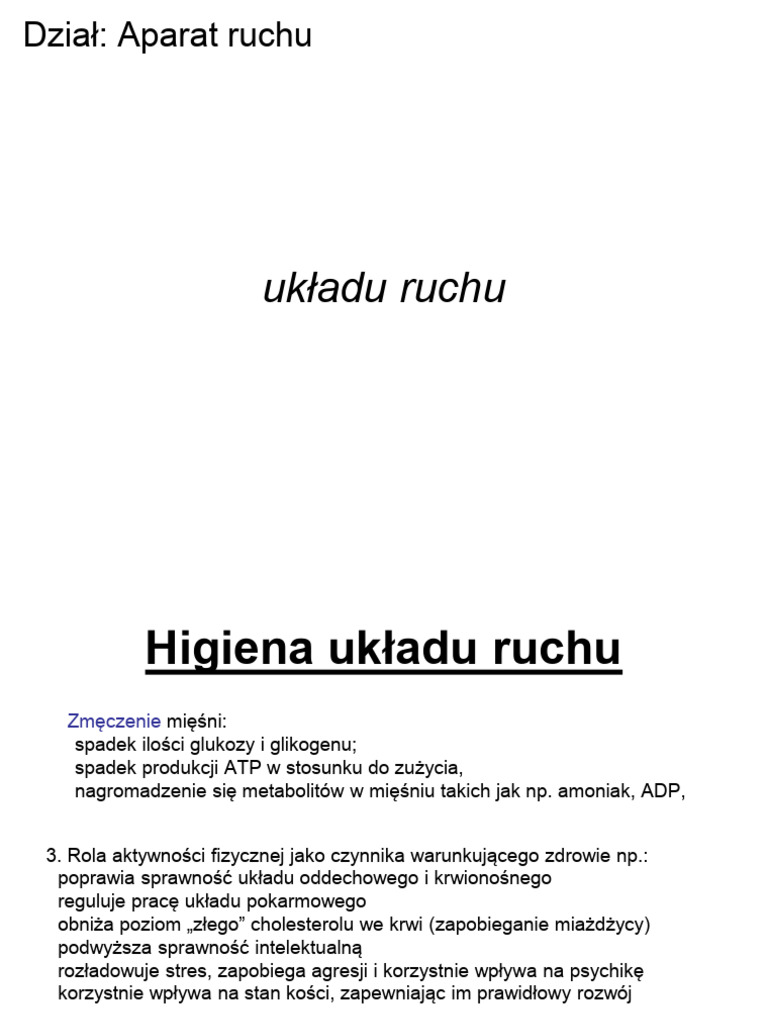 3. Higiena i Wybrane Choroby Układu Ruchu | PDF