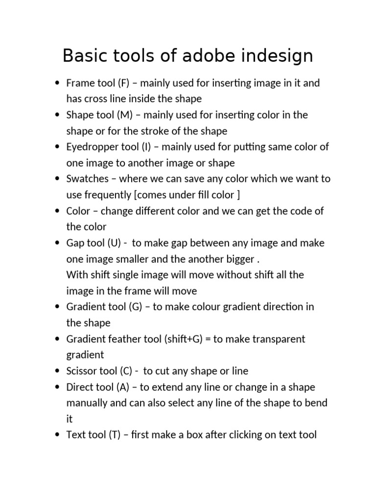 Basic Tools in InDesign | PDF