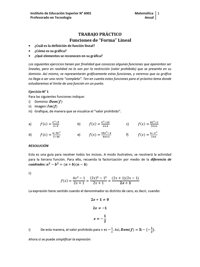 TP. Función de Forma Lineal | PDF | Línea (geometría) | Función ...
