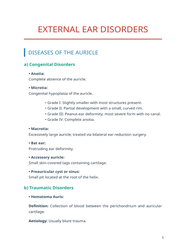 External Ear Disorders Book Format | PDF | Ear | Human Diseases And ...