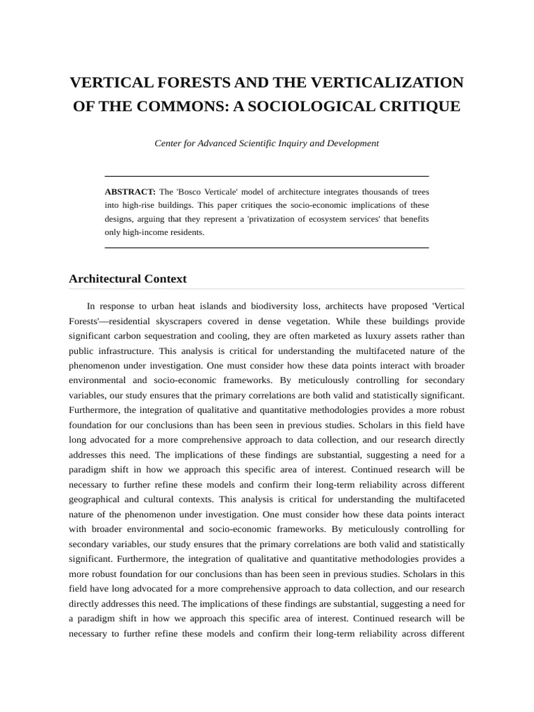 Vertical Forests Urban Sociology | PDF | Quantitative Research ...