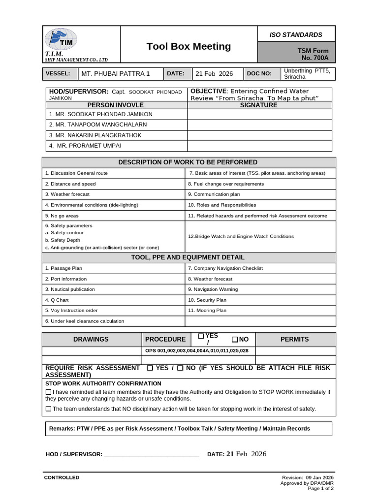 TSM Form 700A - Passage Plan Review | PDF
