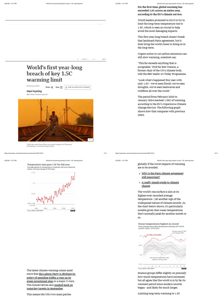 3 - World's First Year-long Breach of Key 1.5C Warming Limit | PDF ...