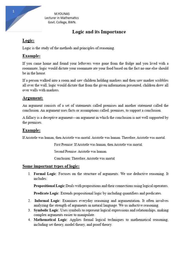 Logic and Its Importance | PDF | Logic | Argument