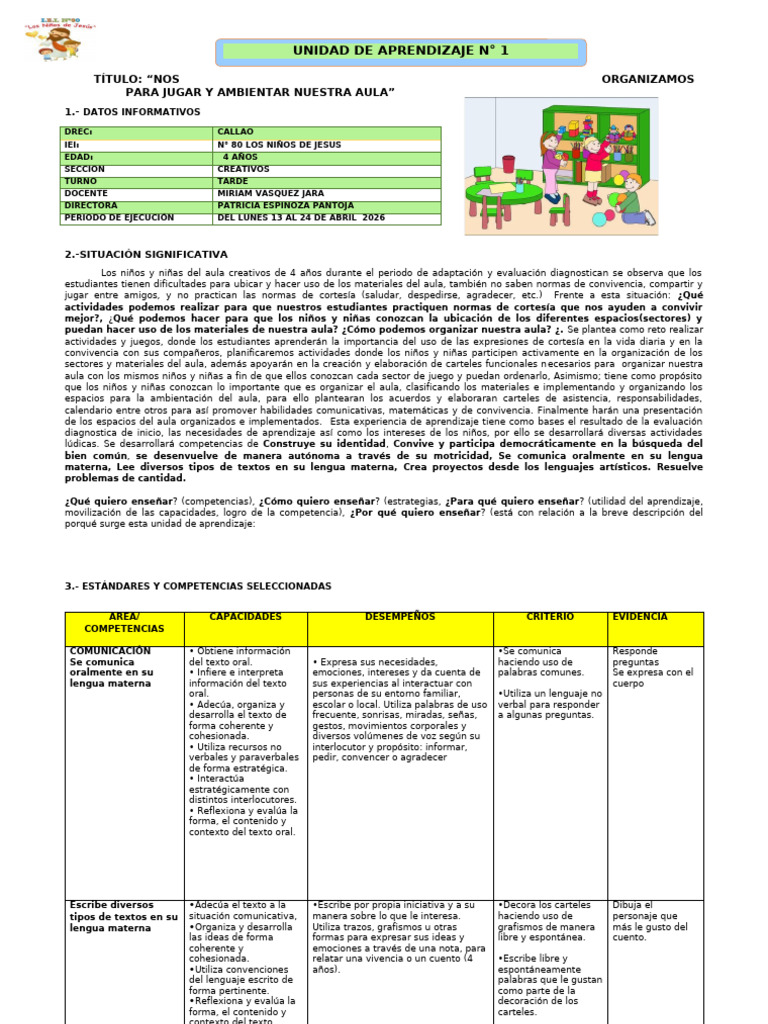 Organizamos Nuestra Aula | PDF | Salón de clases | Aprendizaje