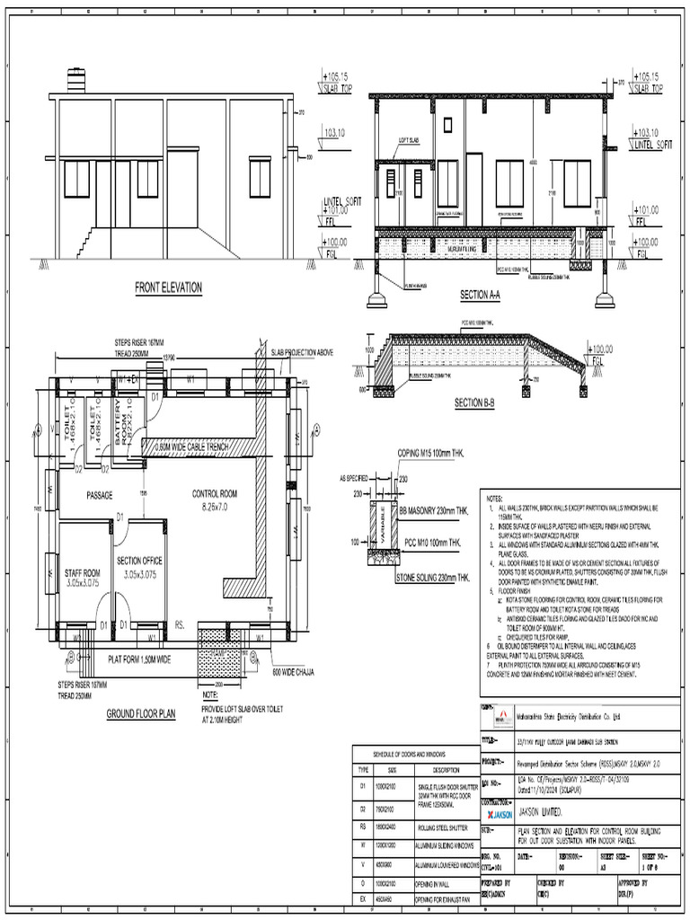 Control Room Civil Drawing Laxmi Dahiwadi New Sub Station | PDF