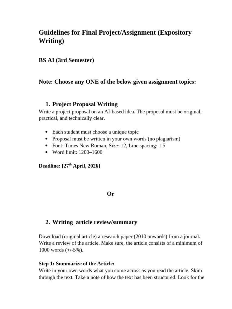 Expository Writing Assignment | PDF