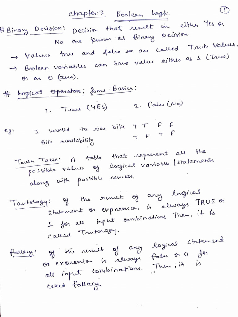 Chapter 3 Boolean Logic Class 11 | PDF