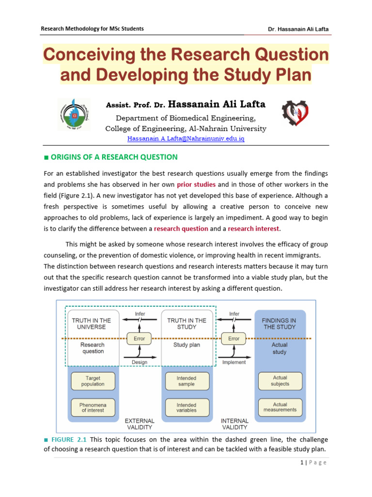 Conceiving the Research Question and Developing the Study Plan | PDF ...