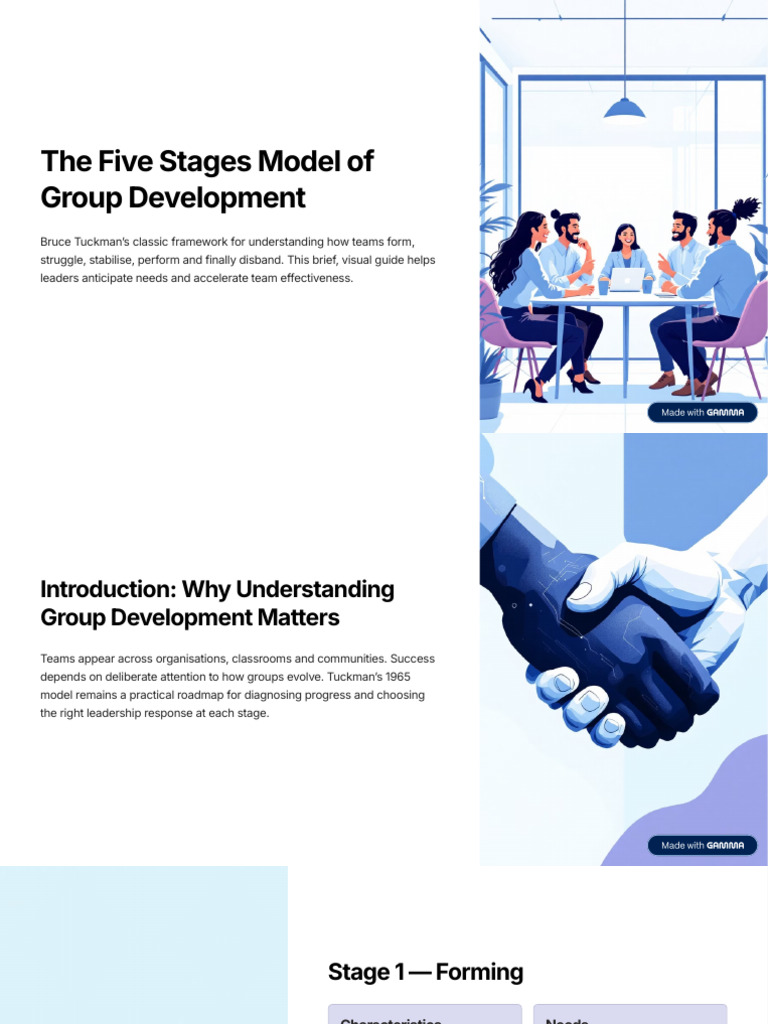 The Five Stages Model of Group Development | PDF | Leadership ...