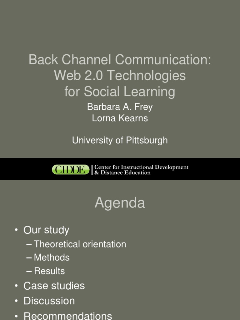 Back Channel Communication: Web 2.0 Technologies For Social Learning ...