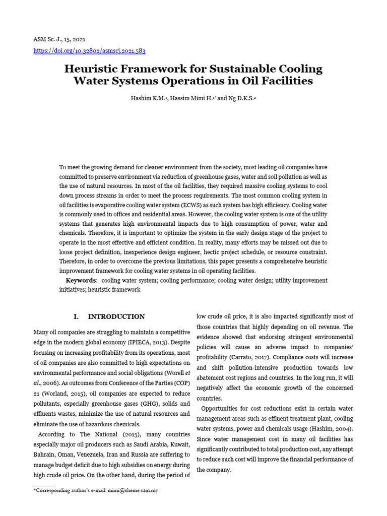 10 Heuristic Framework Sustainable | PDF | Water | Heat Exchanger
