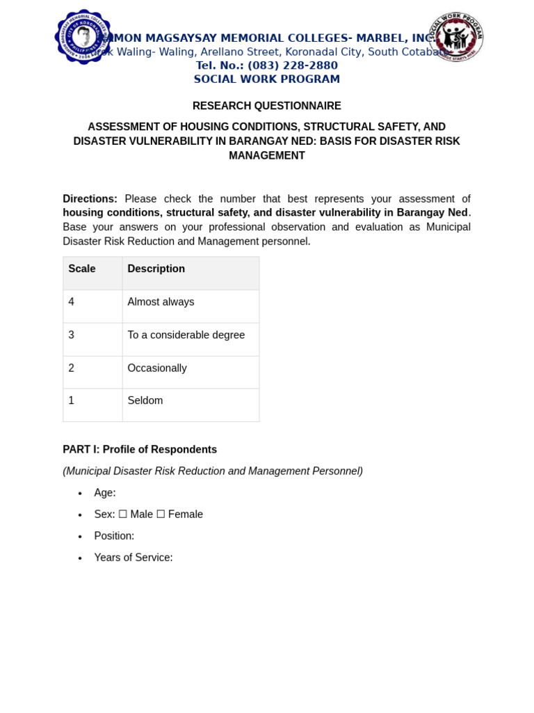 JeAN Adaptive Questionnaire | PDF | Flood | Natural Environment