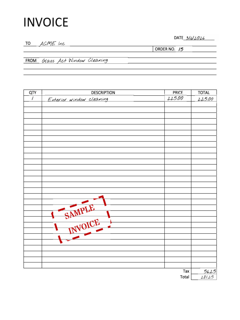 Handwritten Invoice 20tax | PDF