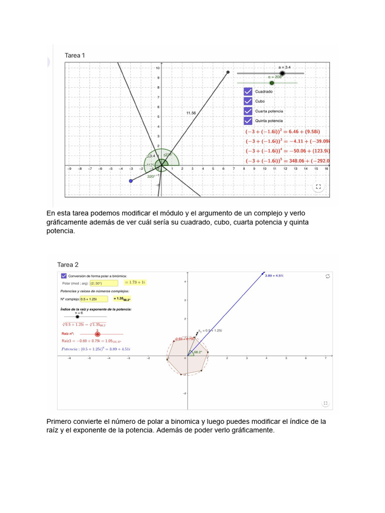 Geogebra complejos 2 | PDF