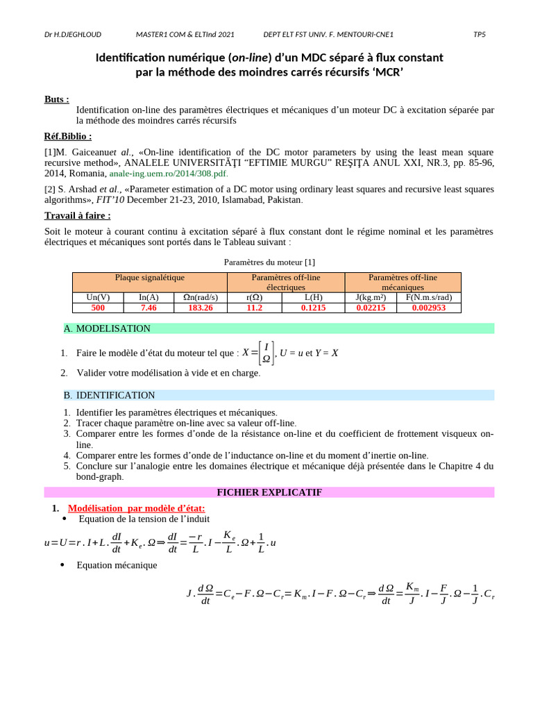 TP5 Identification 2025 | PDF | Algorithmes | Mathématiques