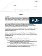 Administrative Manual: World Bank Open Access Policy For Formal Publications