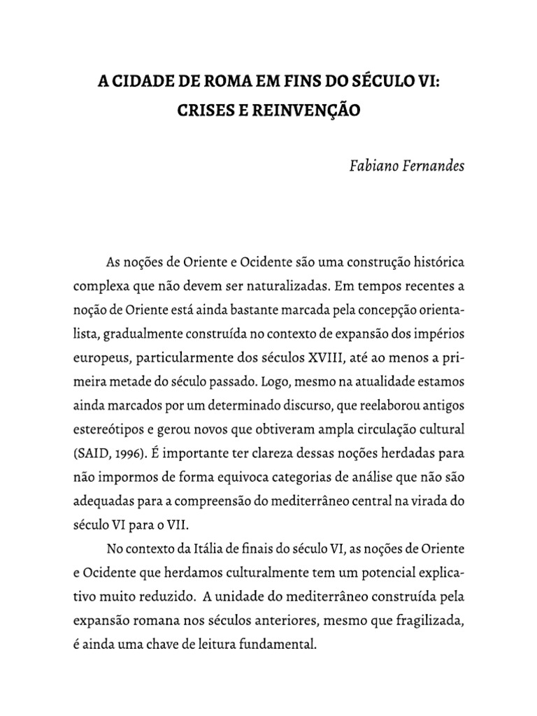 A Cidade de Roma Em Fins Do Século VI 2021 | PDF