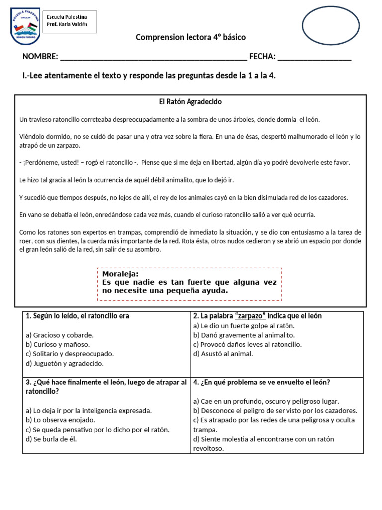 Comprension Lectora 4to | PDF