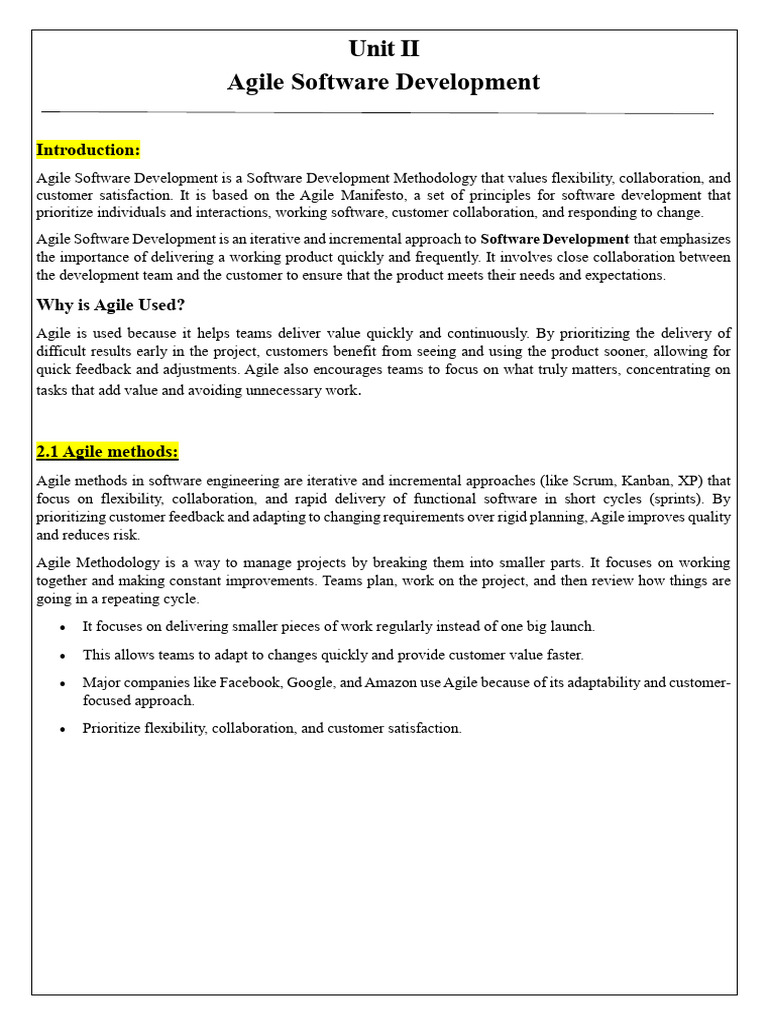 Unit 2 | PDF | Agile Software Development | Software Development Process