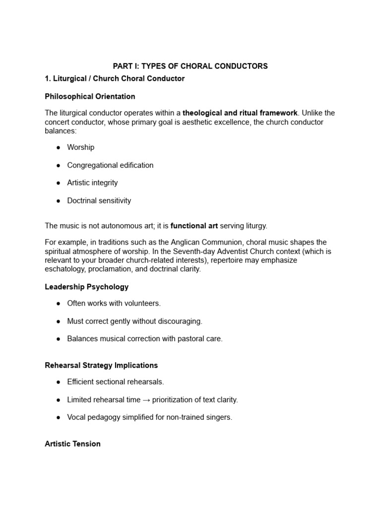 Types of Choral Conductors | PDF | Choir | Conducting