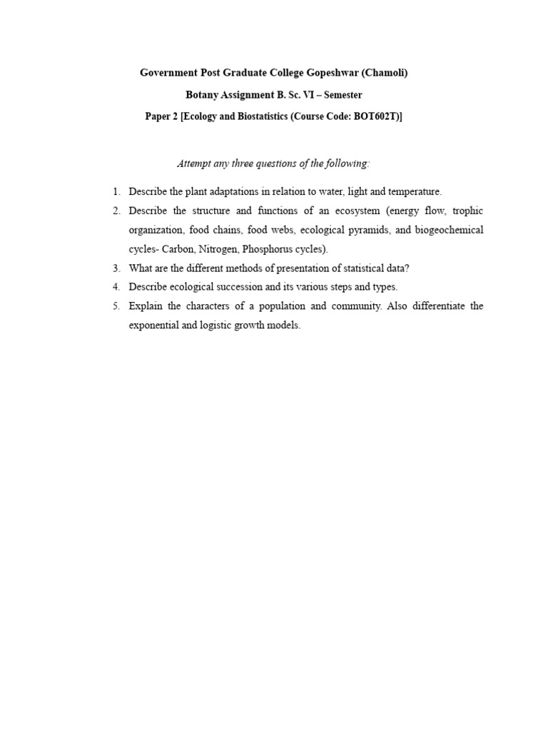 Assignment B. Sc. VI 103210 | PDF