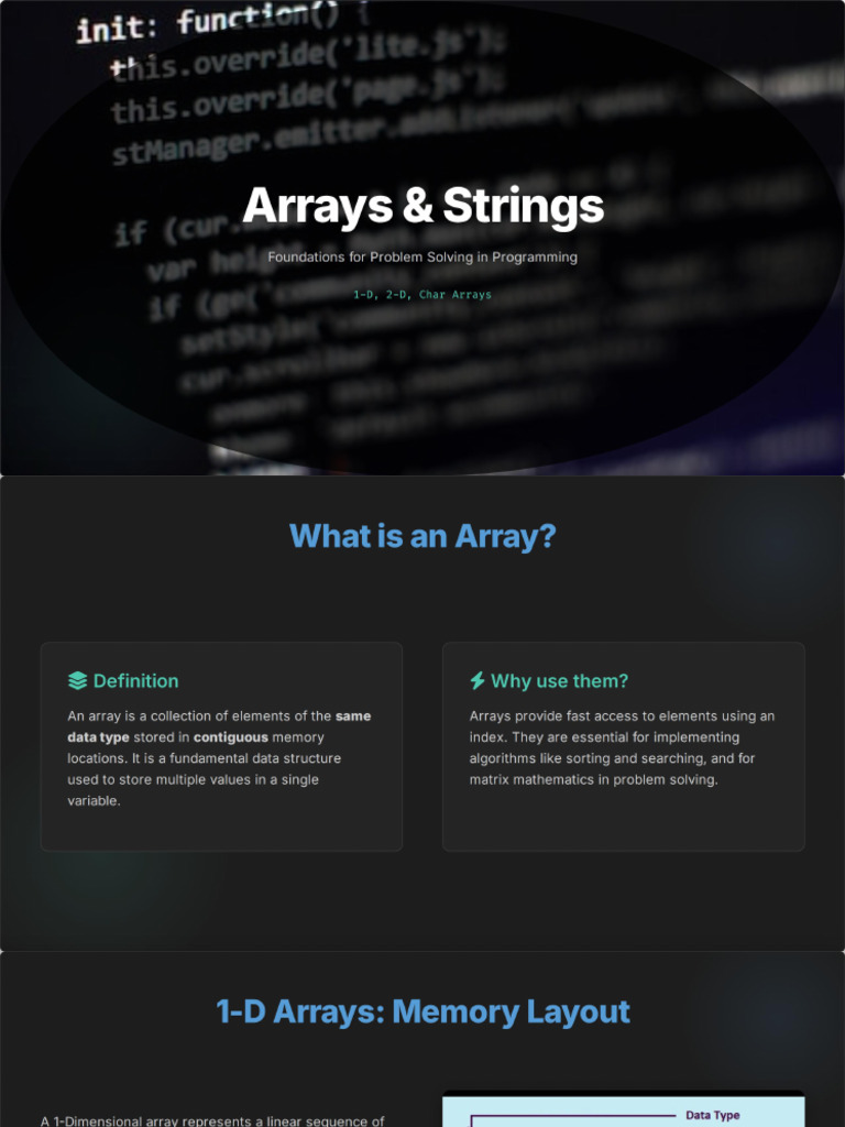 Arrays & Strings in Programming unit 2 | PDF