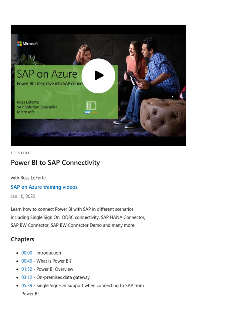 Power BI To SAP Connectivity - Microsoft Learn | PDF
