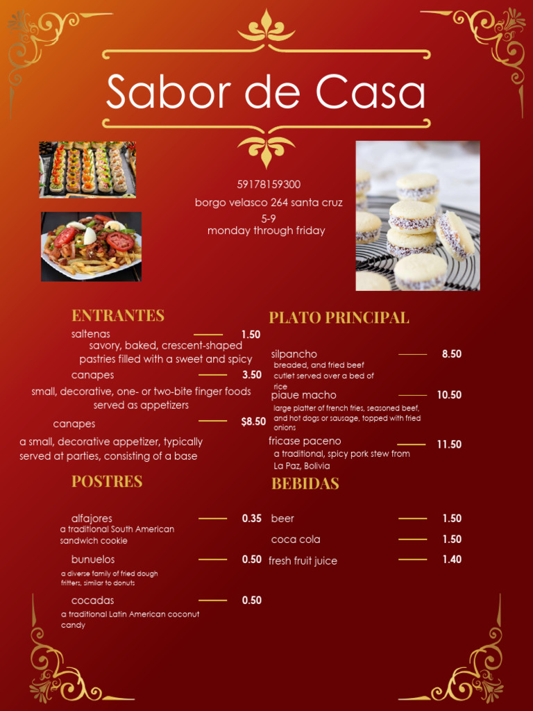 Red and Gold Elegant Fine Dining Menu | PDF