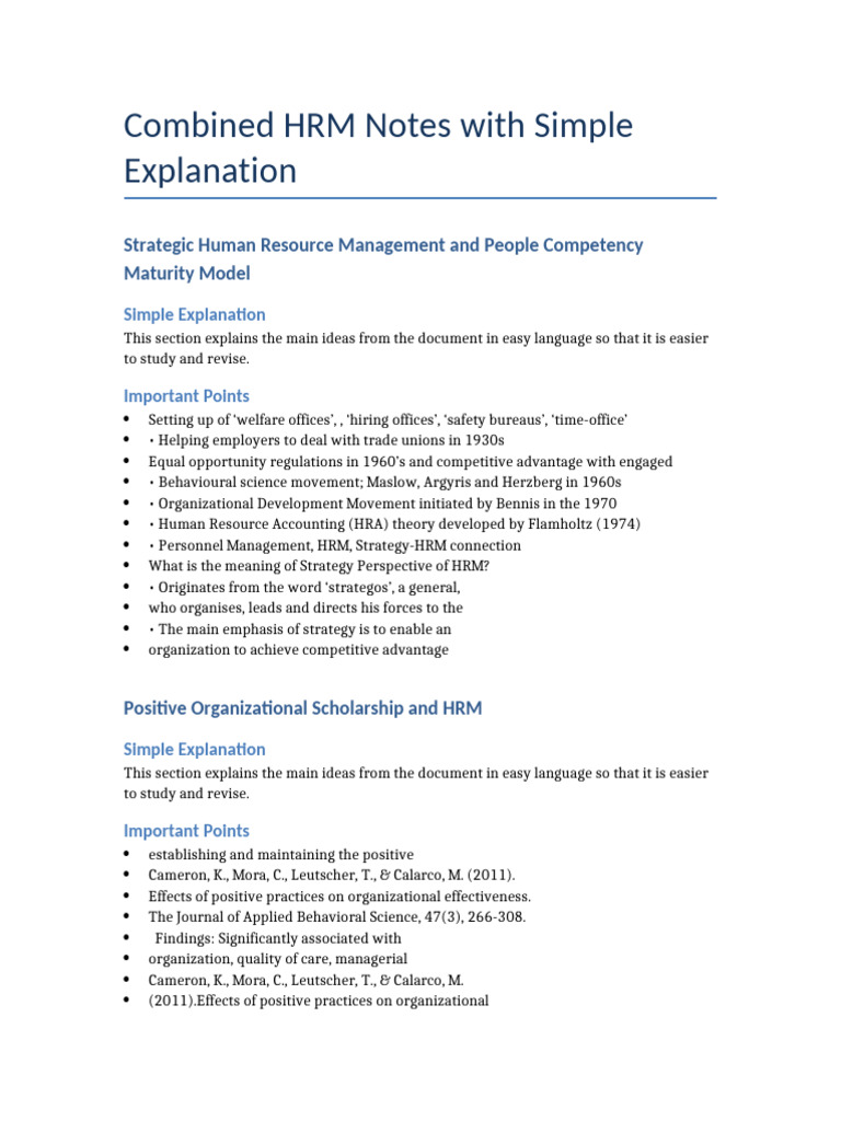 Combined HRM Simple Notes | PDF | Human Resource Management | Talent ...