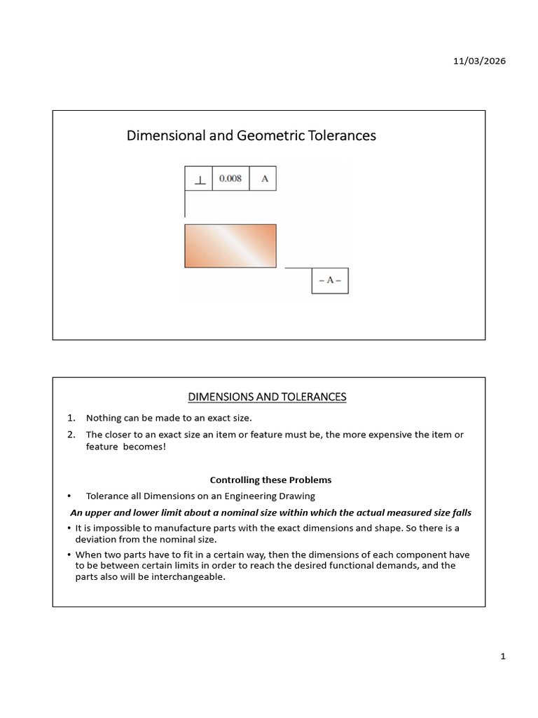 Lecture Dimension & Geometric Tolerancing | PDF | Engineering Tolerance ...