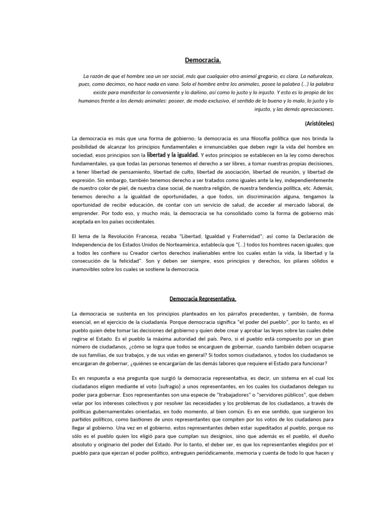 La Democracia Representativa y La Democracia Participativa | PDF ...