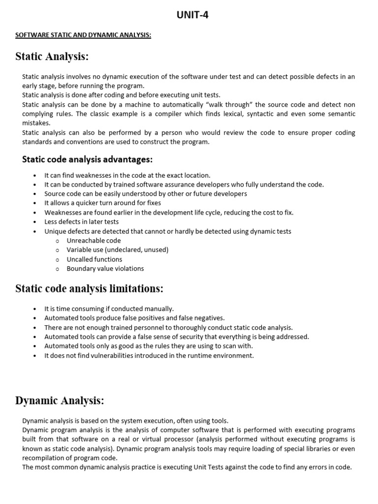 UNIT -4 SOFTWARE ENGINEERING_NOTES | PDF | Software Testing | Unit Testing