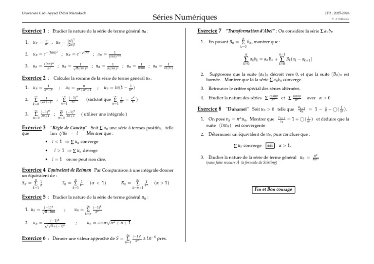 TD 1 SerNum | PDF | Analyse mathématique | Analyse complexe