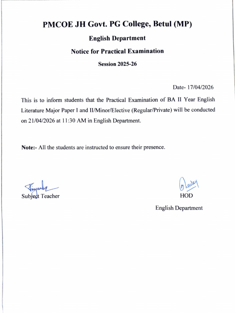 BA II Practical Exam Notice | PDF