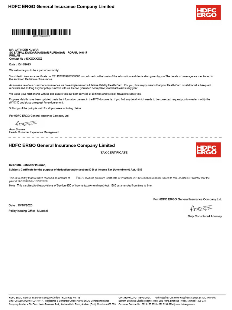 2811207809263300_policy | PDF | Insurance | Underwriting