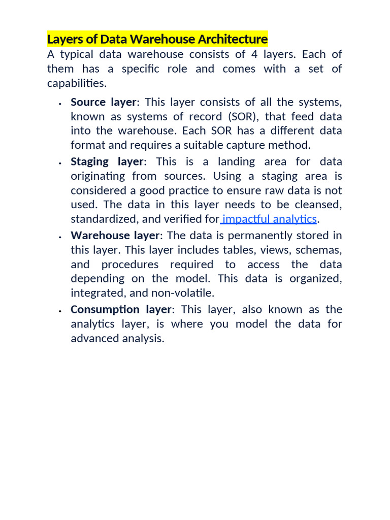 Layers of Data Warehouse Architecture | PDF