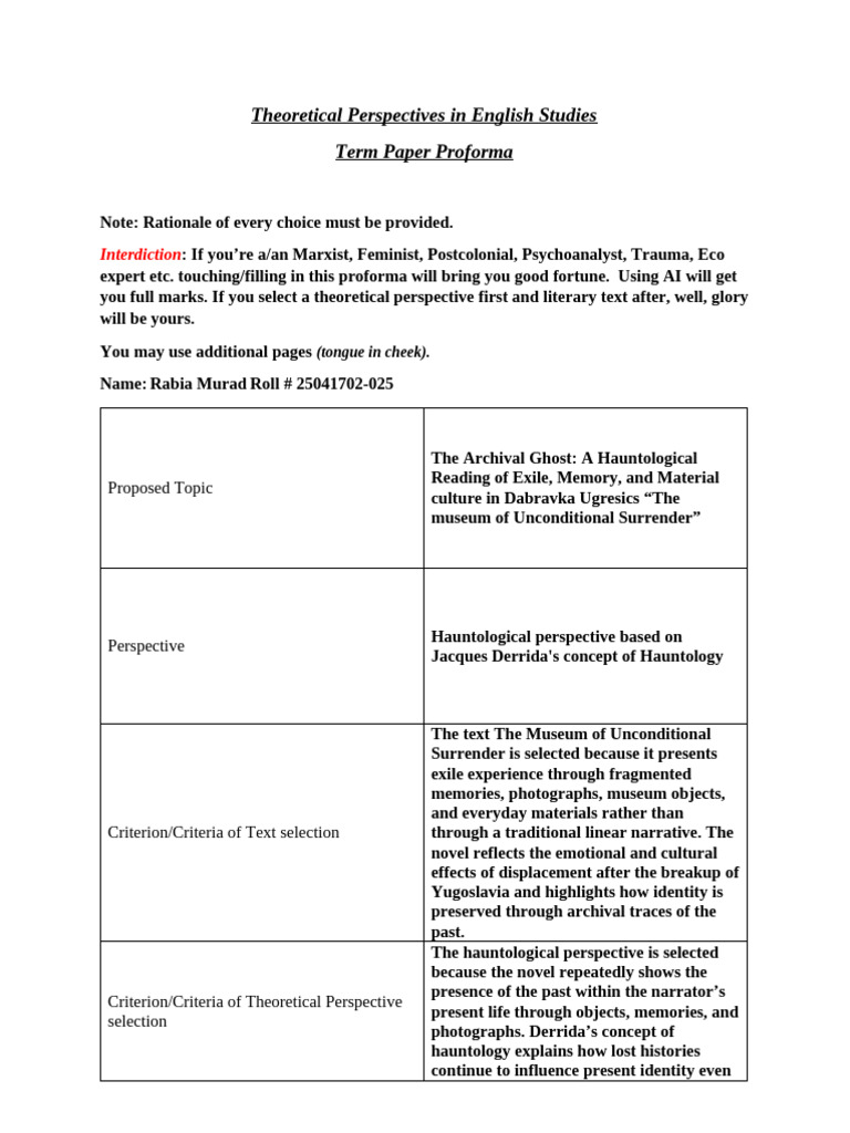 Term Paper Proforma 23 | PDF | Material Culture | Concept