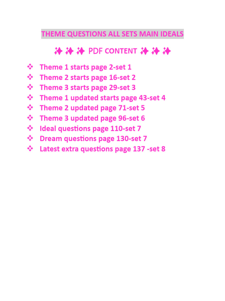 All Theme Questions Main Ideas | PDF | Healthy Diet | Diet (Nutrition)