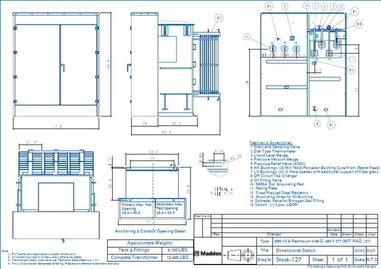 q3-2025 Mit-pad-127 2550kva Pad Mount Ga Drawing | PDF | Manufactured ...