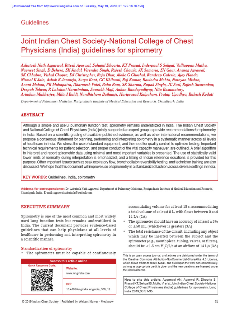 Spirometry Guidelines Ics Nccp 2018 | PDF | Respiratory System ...