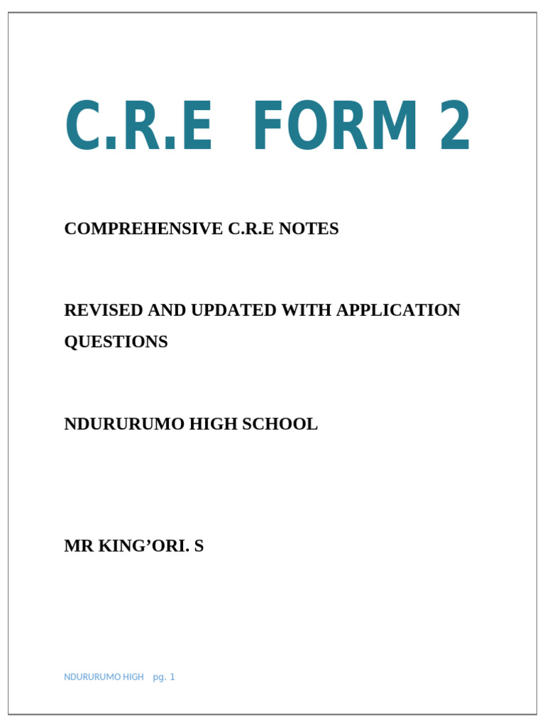 CRE FORM 2 NOTES NDURURUMO | PDF