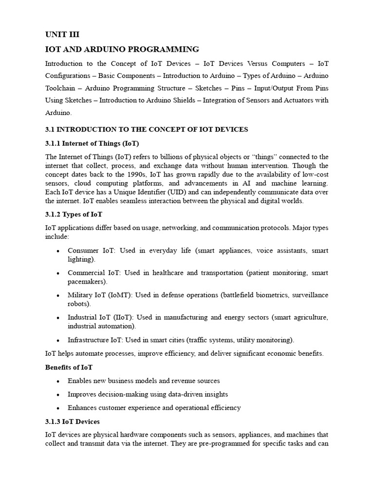 Unit 3 Esiot | PDF | Internet Of Things | Arduino
