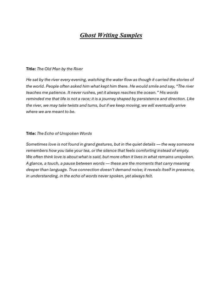 Ghost Writing Samples | PDF