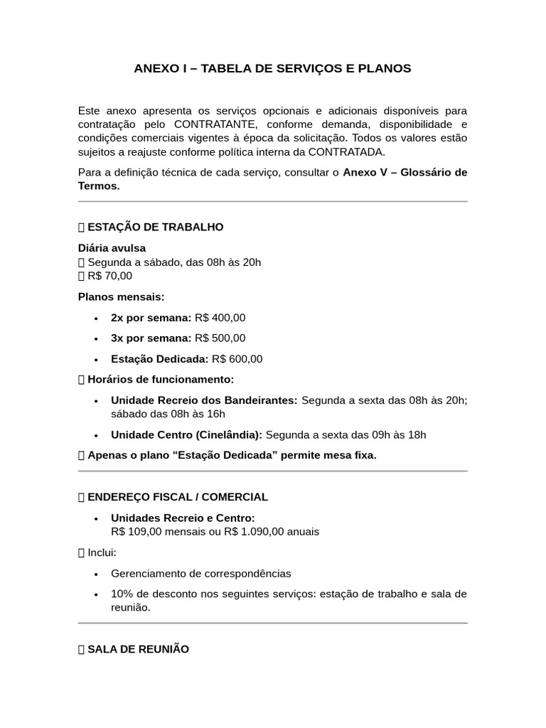 ANEXO I - Modelo de Tabela | PDF