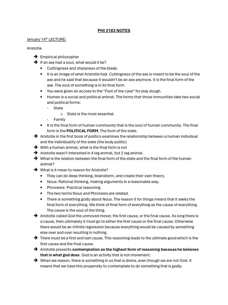 PHI 2183 FINAL EXAM NOTES | PDF | Plato | Socrates
